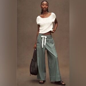Anthropologie Linen Blend Pull On Pants in Moss. New with tags. Size small.